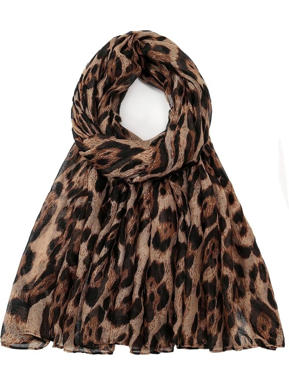 Women's Cheetah Black Cover Hijab Cotton Voile Wrap for Spring Fall Scarf Shawl